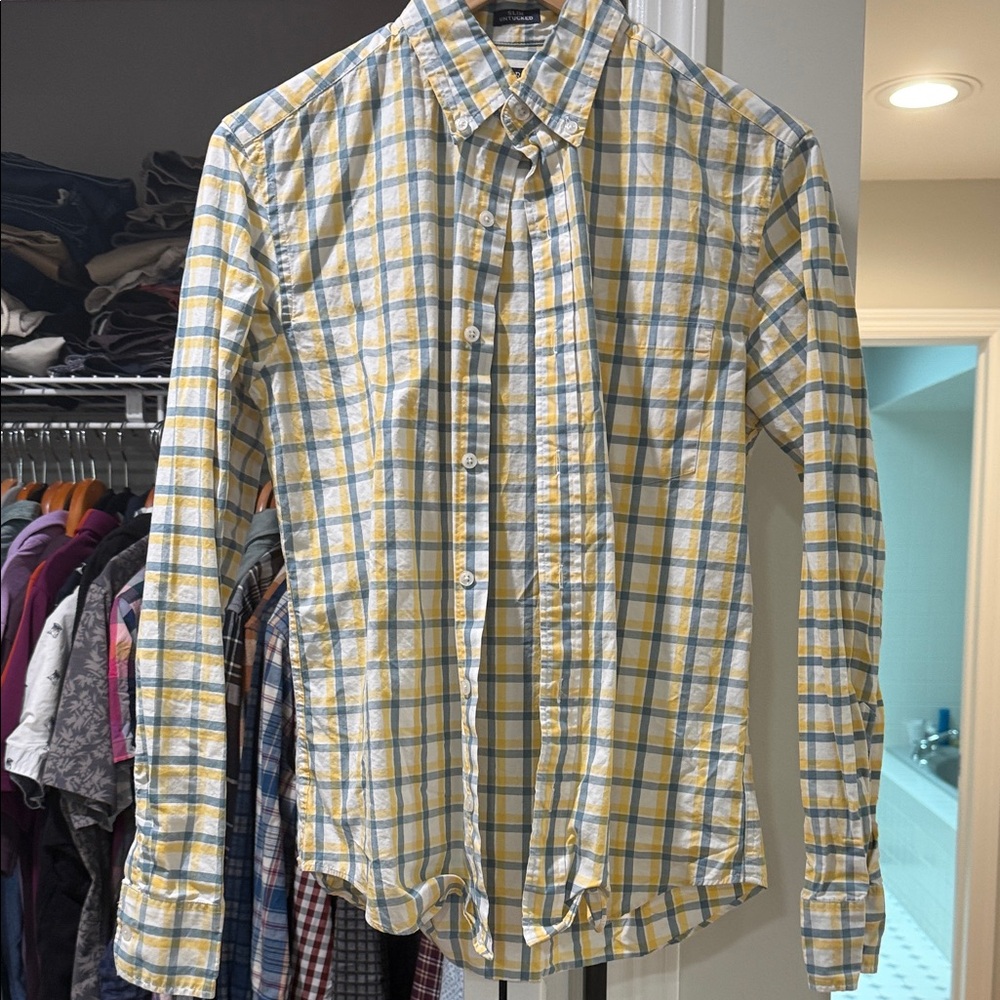 J. Crew Yellow and Blue Checkered Shirt